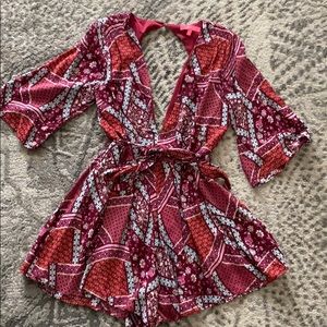 Belted Backless Romper